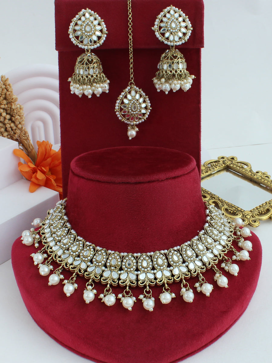 Shirin Necklace Set-Pearl