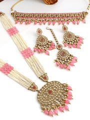 Falak Layered Necklace Set-Pink