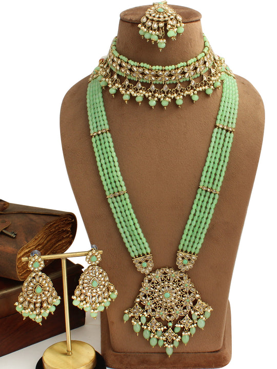 Kinjal Layered Necklace Set-Mint Green