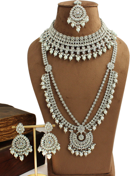 Surveen Layered Necklace Set-Silver