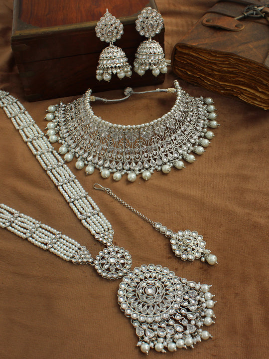 Anureet Layered Necklace Set-Silver