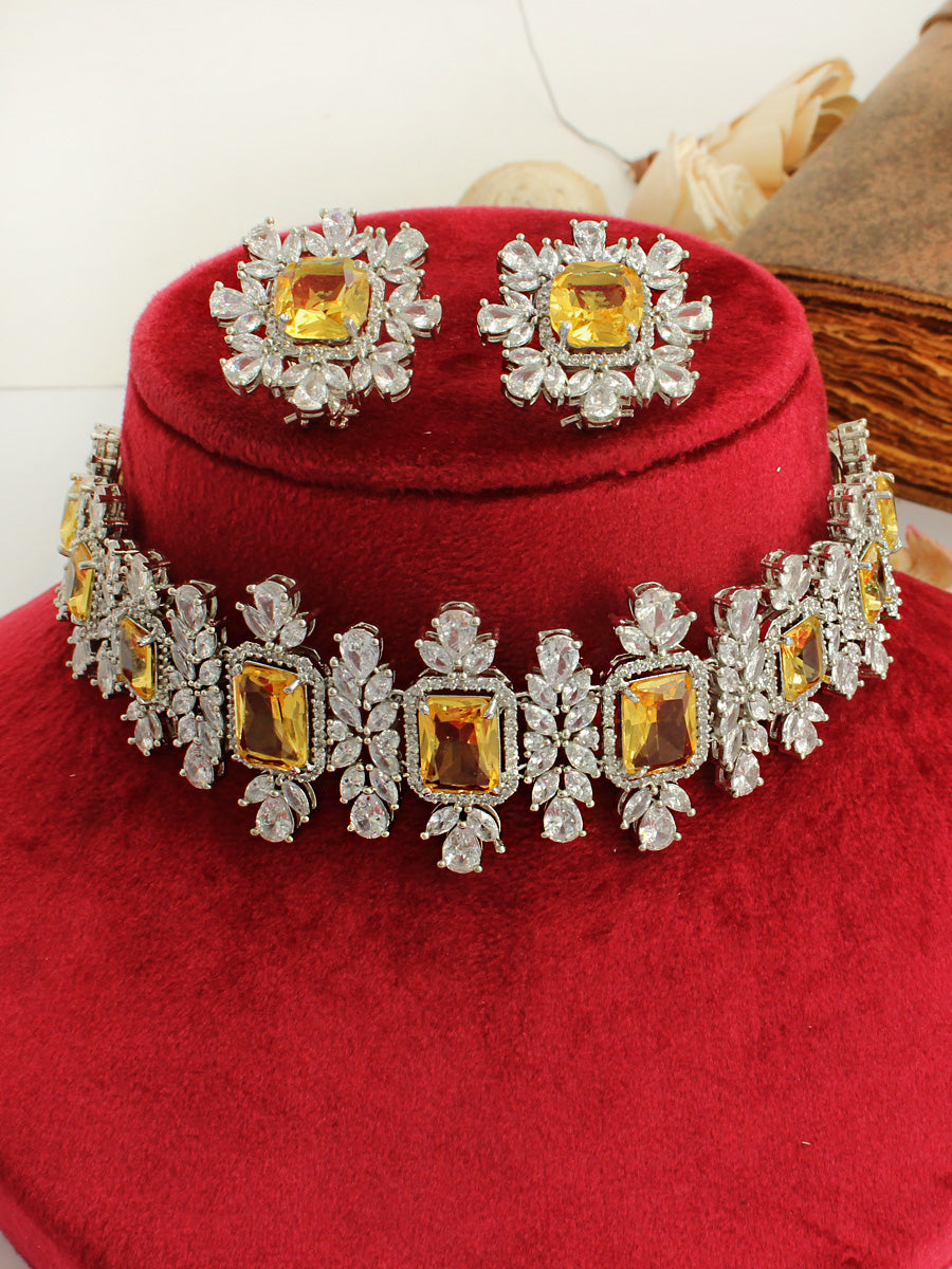 Naysha Choker Necklace Set-Yellow