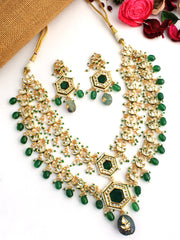 Pranali Layered Necklace Set-Green