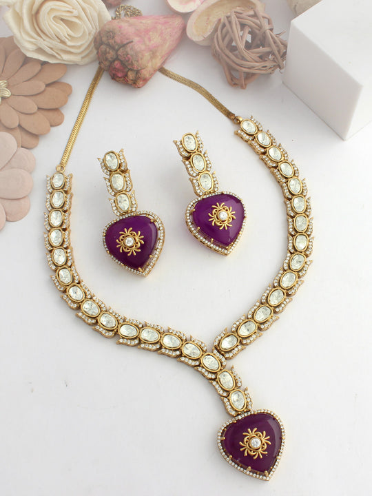 Saavya Necklace Set-purple