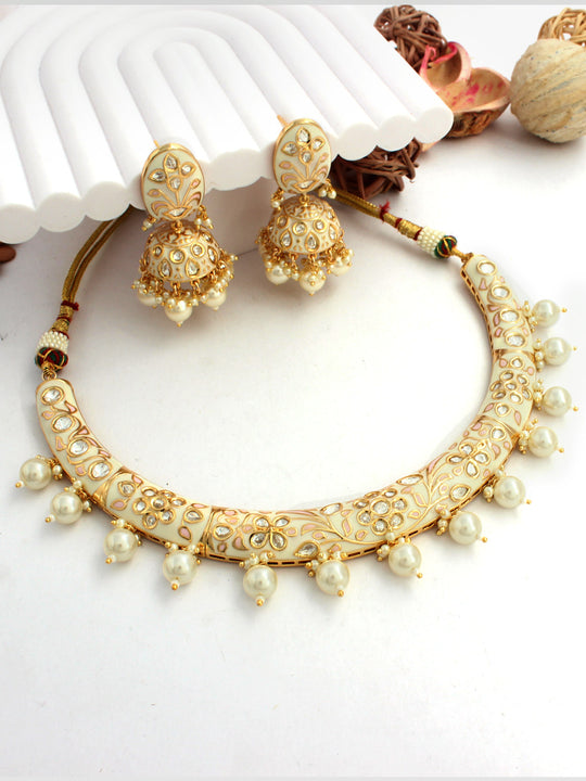 Jaipur Hasli Necklace Set-Ivory