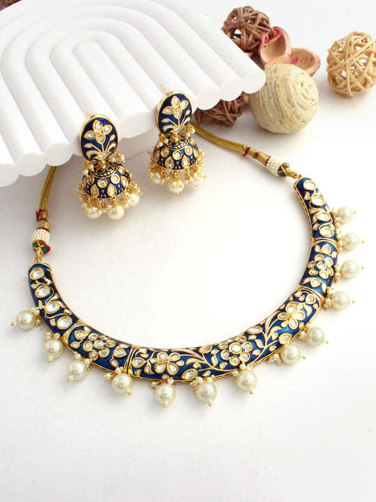 Jaipur Hasli Necklace Set-Blue