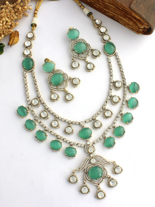 Prakshi Necklace Set-Mint green