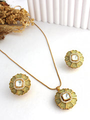 Bela Pendant Necklace Set-Mint Green