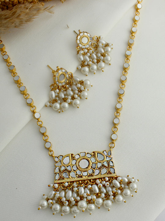 Raina Long Necklace Set-Ivory
