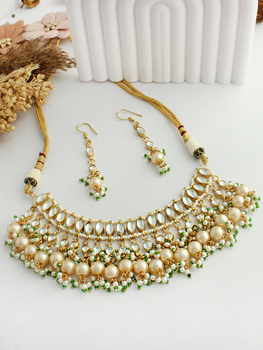 Dhanvi Choker Necklace Set-White