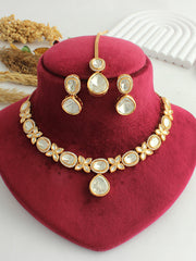 Shreya Bib Necklace Set-White