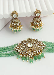 Priyasha Choker Necklace Set-mint green