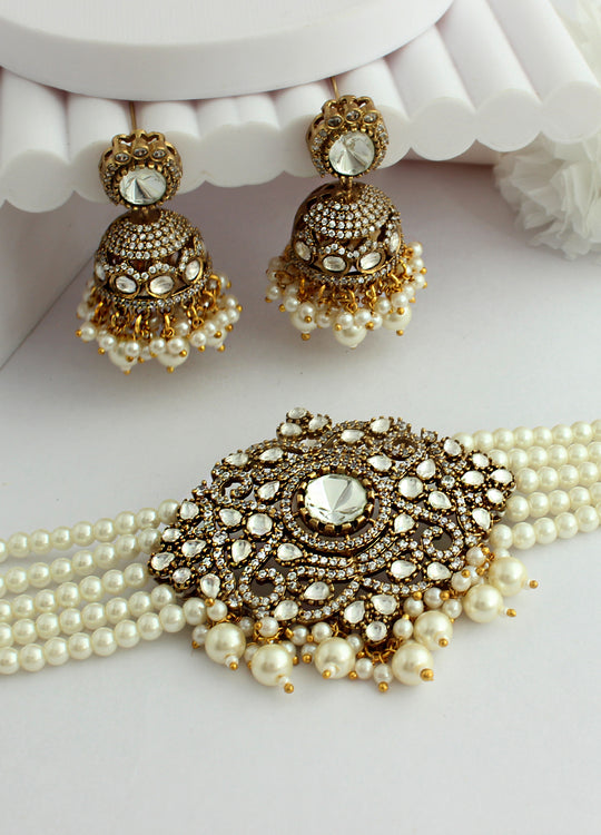 Priyasha Choker Necklace Set-Pearl