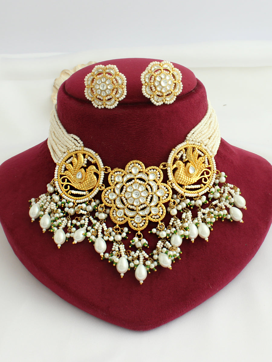 Mita Choker Necklace Set-White
