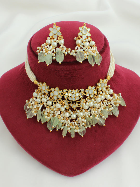 Nishvi Choker Necklace Set-Mint Green