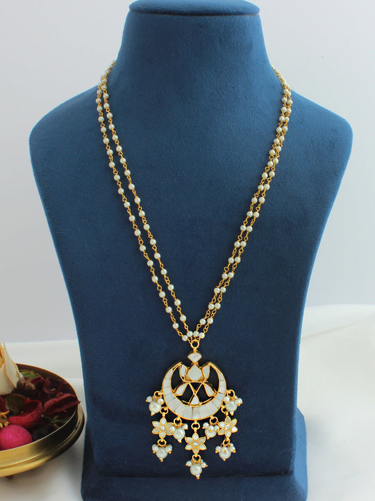 Aavya Pendant Long Necklace-Ivory