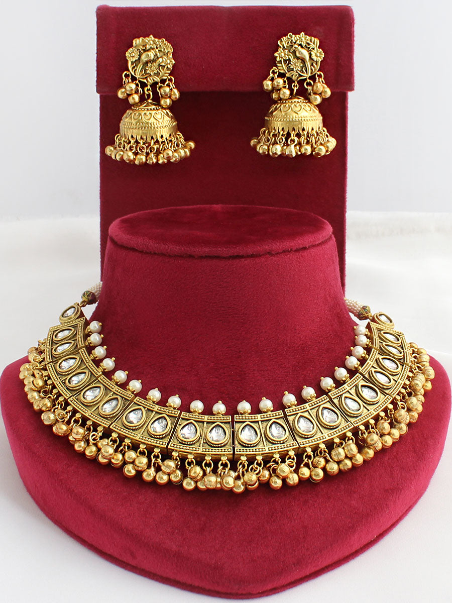 Norika Necklace Set-Antique Gold  