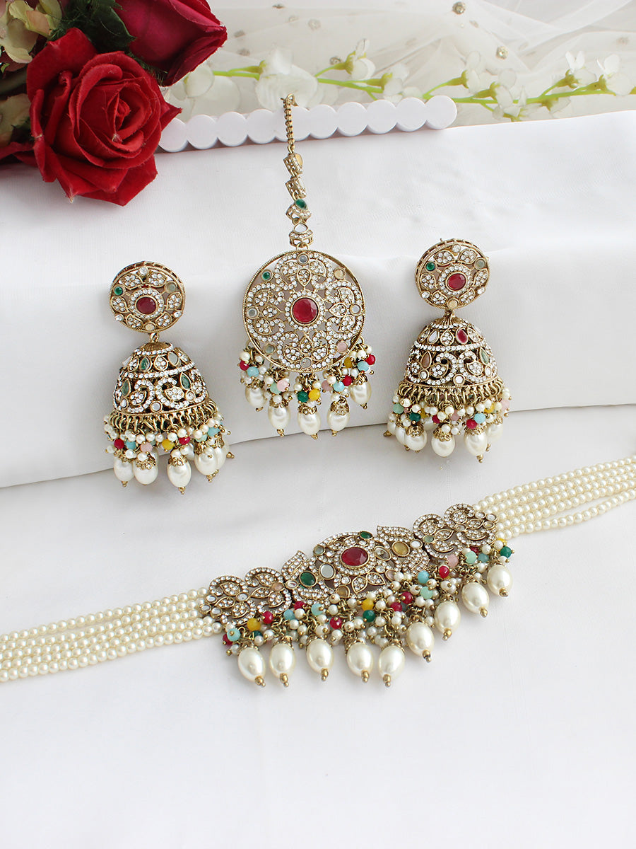 Takshi Mirror Choker Necklace Set