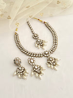 Kanak Mirror Necklace Set-Gold