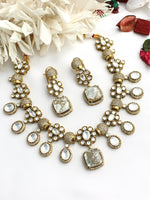 Nishka Bib Necklace Set-White