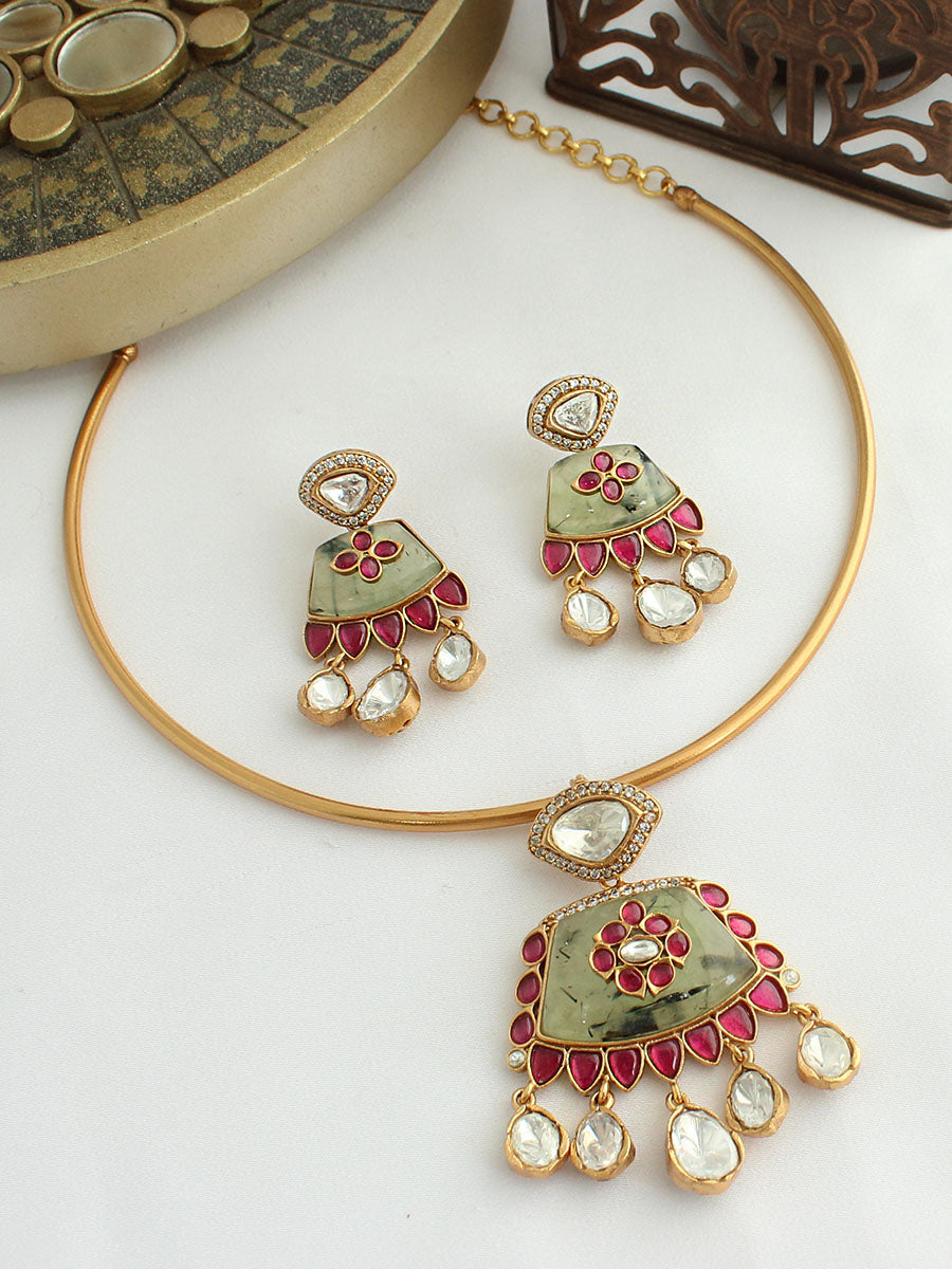 Vamika Hasli Necklace Set-Mint Green