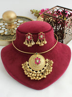 Pragya Hasli Necklace Set-Hot Pink