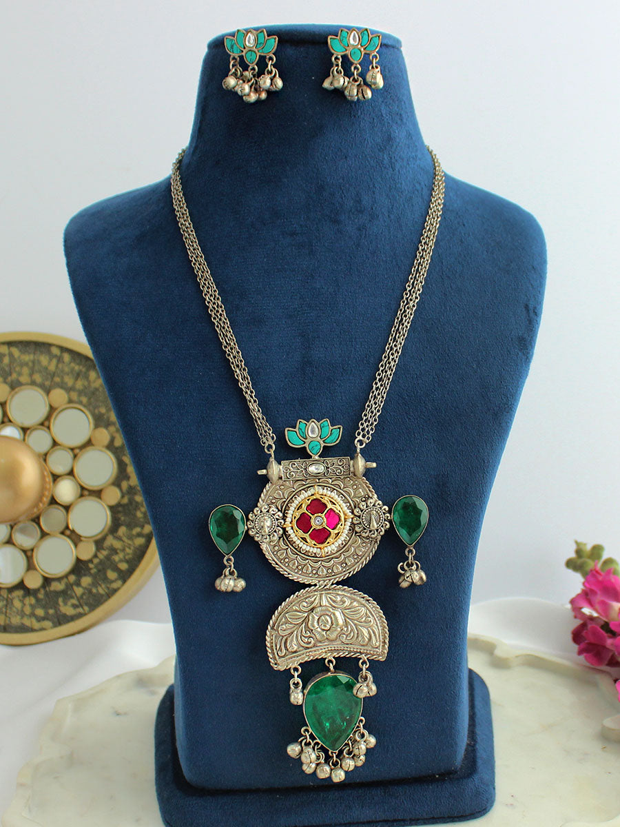 Dhwani Long Pendant Necklace Set