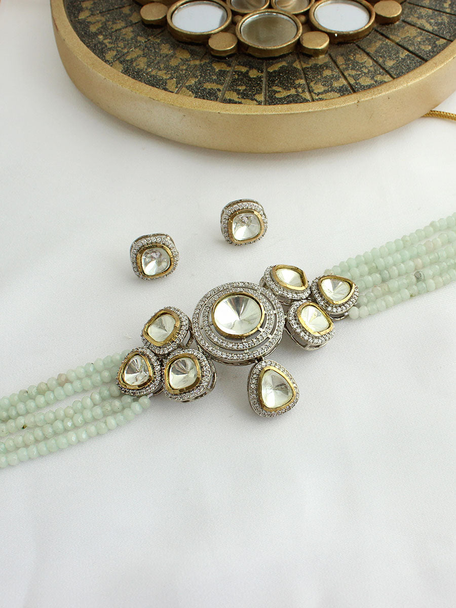 Saba Choker Necklace Set-Mint Green