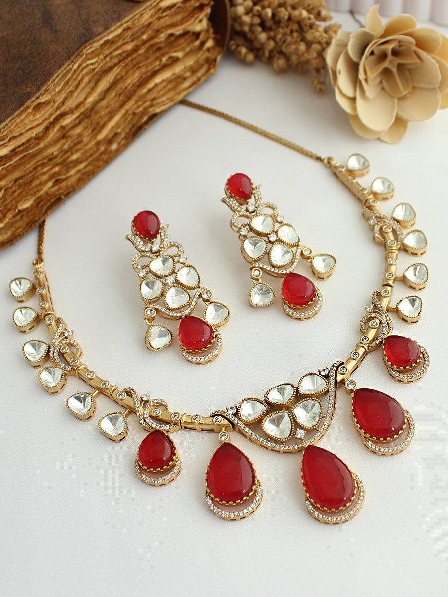 Tishya Necklace Set-Red
