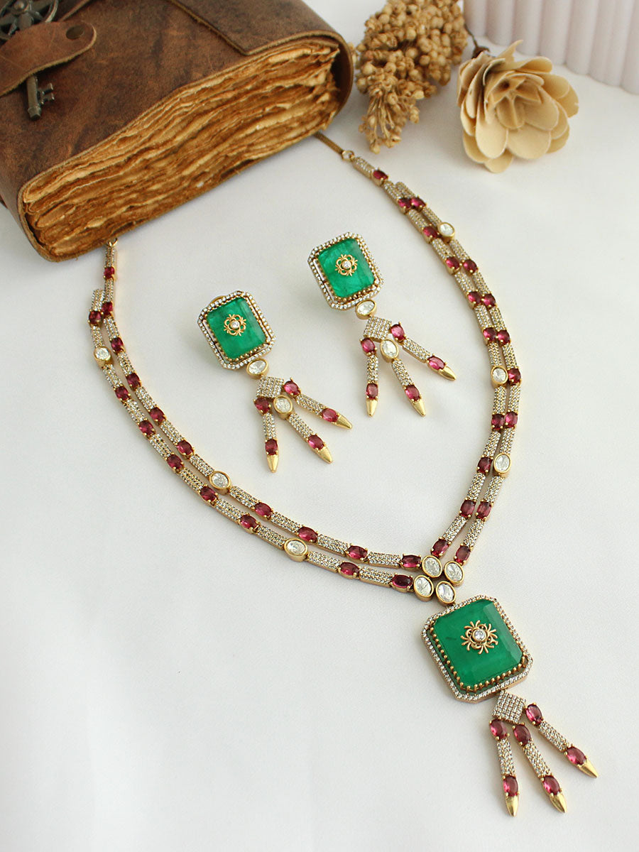 Navira Necklace Set-Green