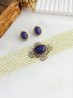 Samara Choker Necklace Set-Blue
