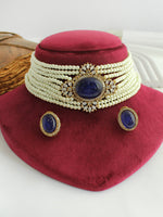 Samara Choker Necklace Set-Blue