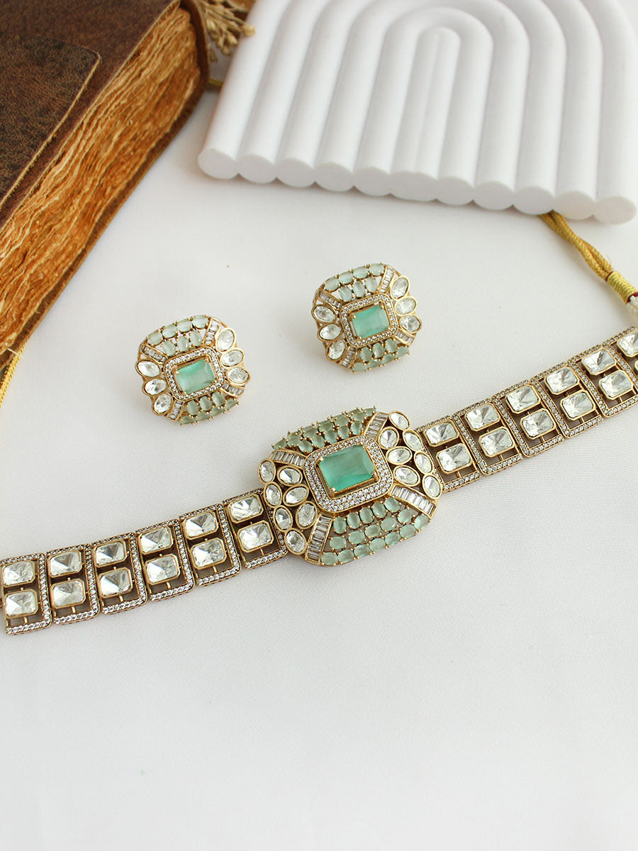 Miyana Choker Necklace Set-Mint Green