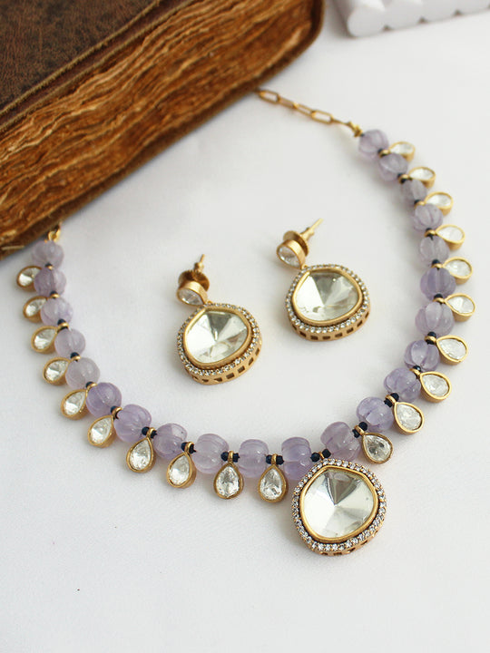 Sravya Necklace Set-Lavender