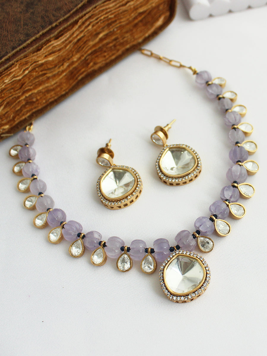 Sravya Necklace Set-Lavender