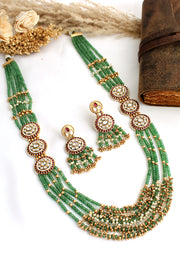 Multan Long Necklace Set-Mint Green