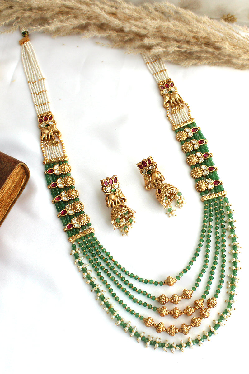 Ritanya Long Necklace Set-Mint Green
