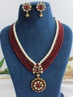 Virisha Long Necklace Set-maroon