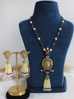 Dianna Lion Pendant Long Necklace Set-purple