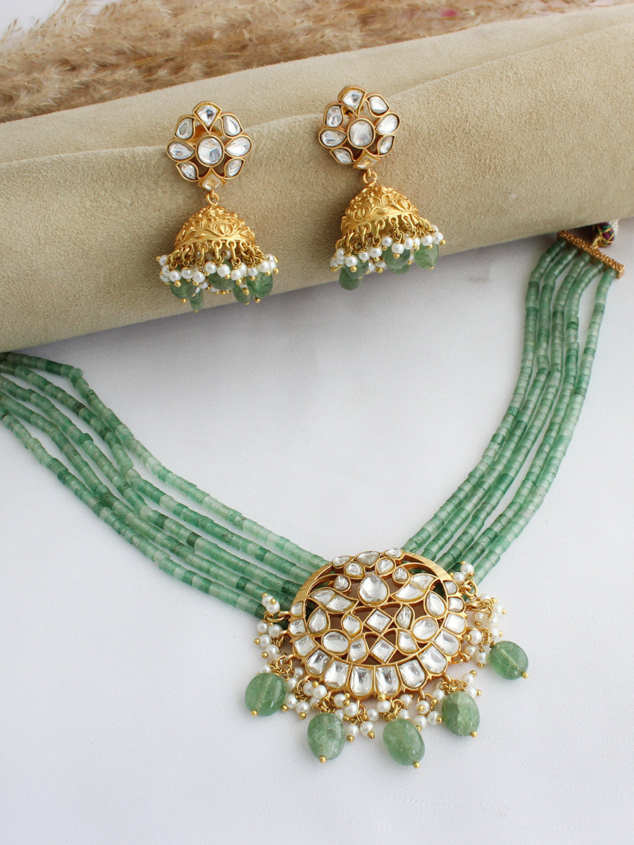 Yamika Choker Necklace Set-Mint Green