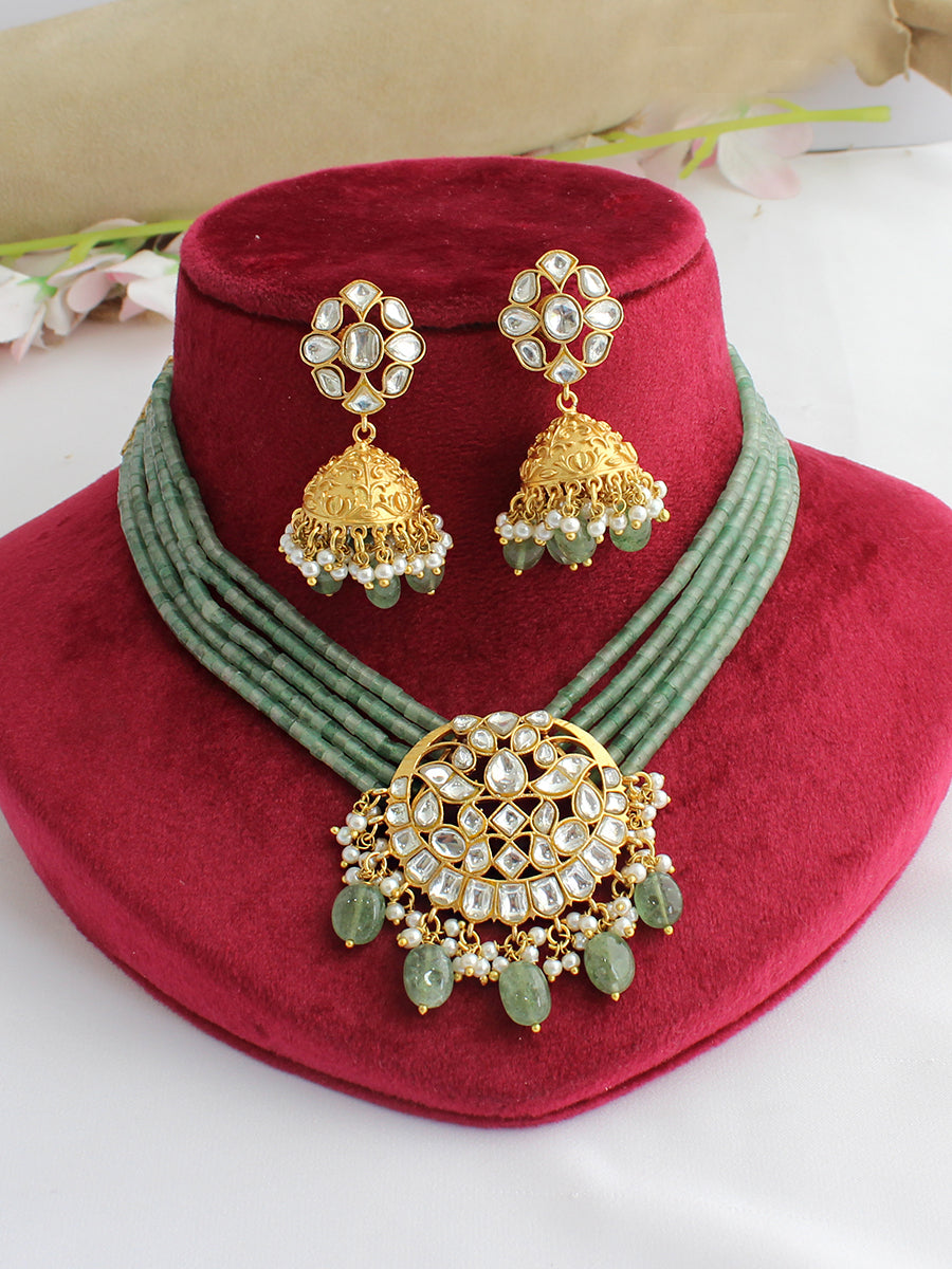 Yamika Choker Necklace Set-Mint Green