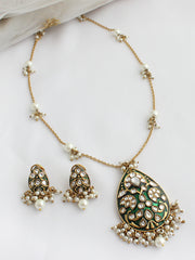 Nirvika Pendant Chain Necklace Set-Green