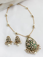 Nirvika Pendant Chain Necklace Set-Green