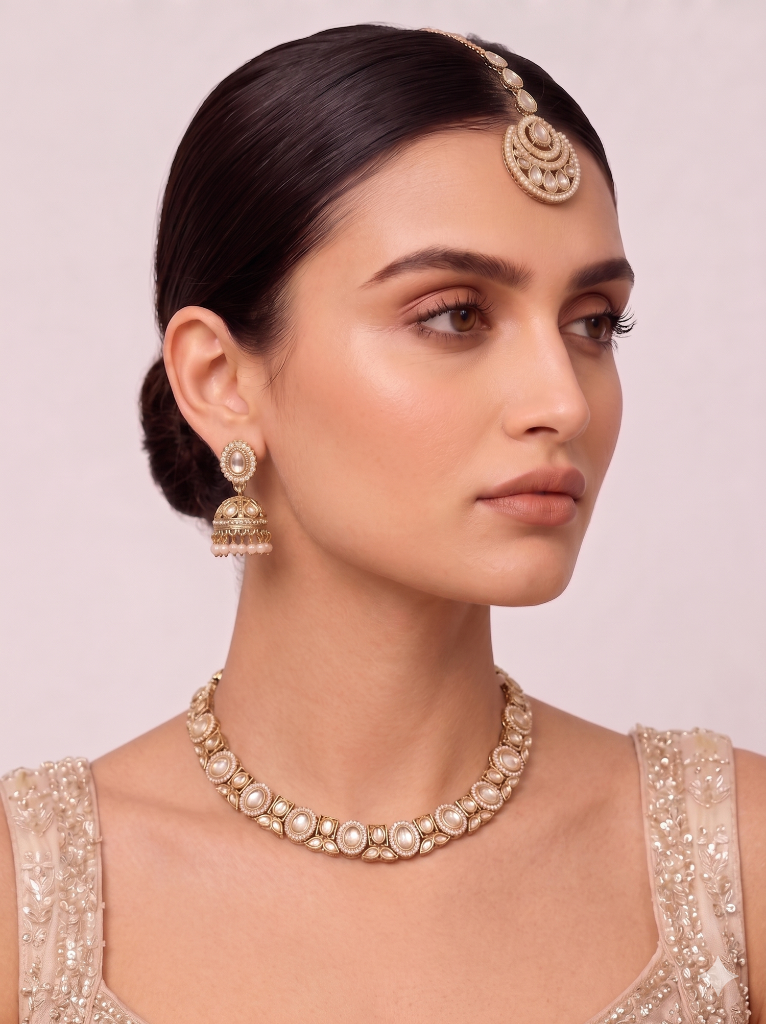 Lavika Choker Necklace Set - Gold
