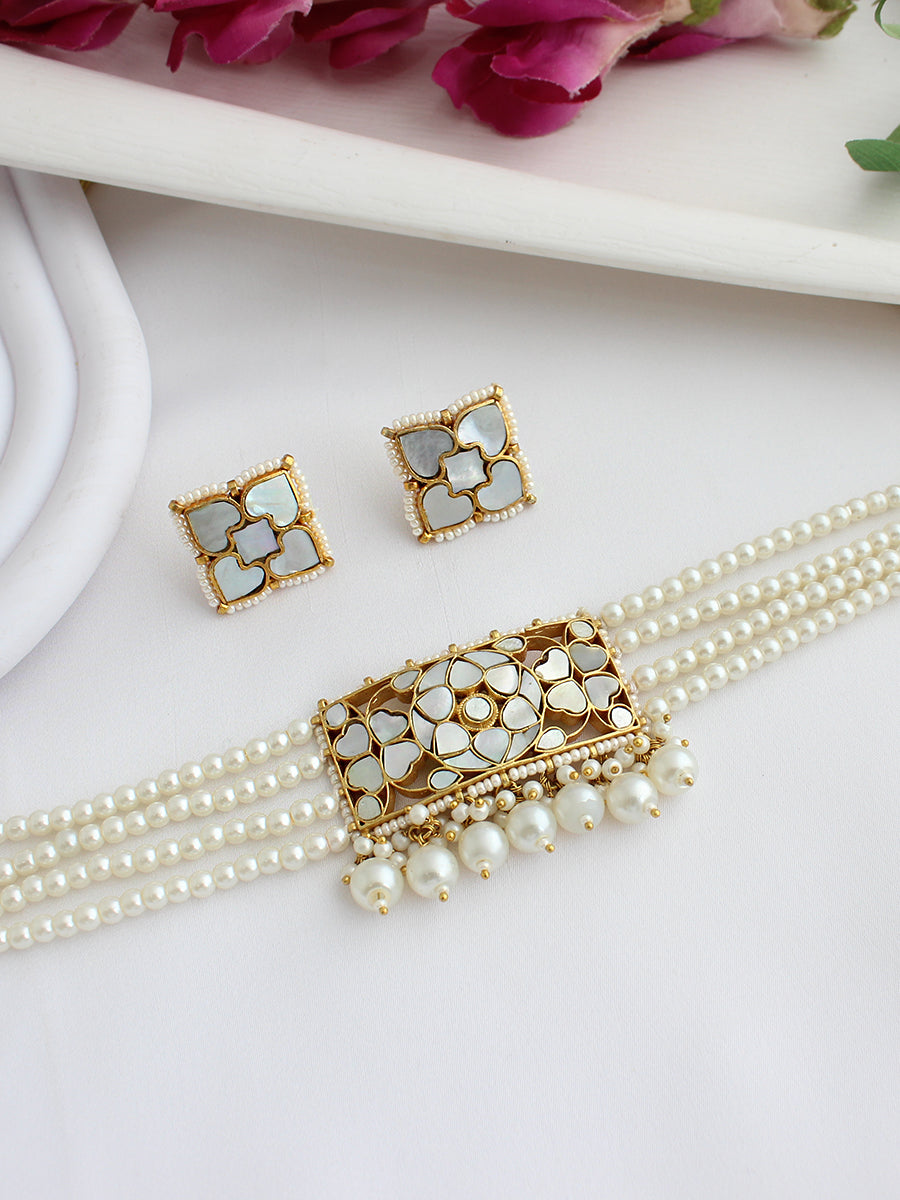 Nishvi Choker Necklace Set-Ivory