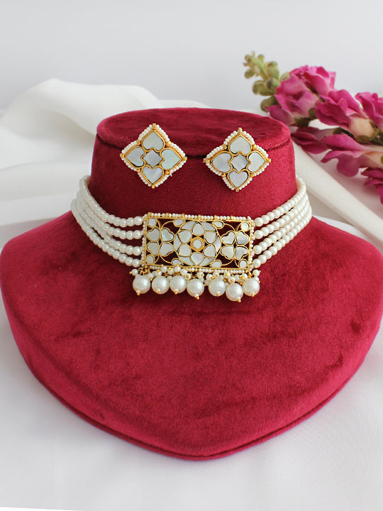 Nishvi Choker Necklace Set-Ivory
