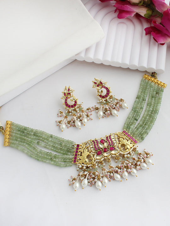 Arnika Necklace Set-Mint Green
