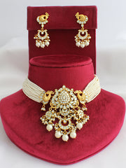 Shreyasi Choker Necklace Set-Ivory