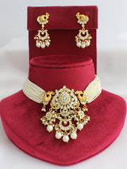 Shreyasi Choker Necklace Set-Ivory
