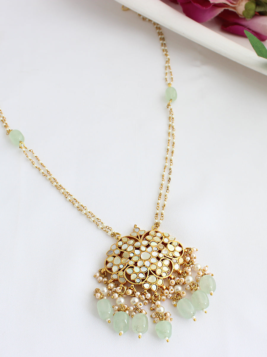 Nancy Pendant Long Necklace-Mint Green